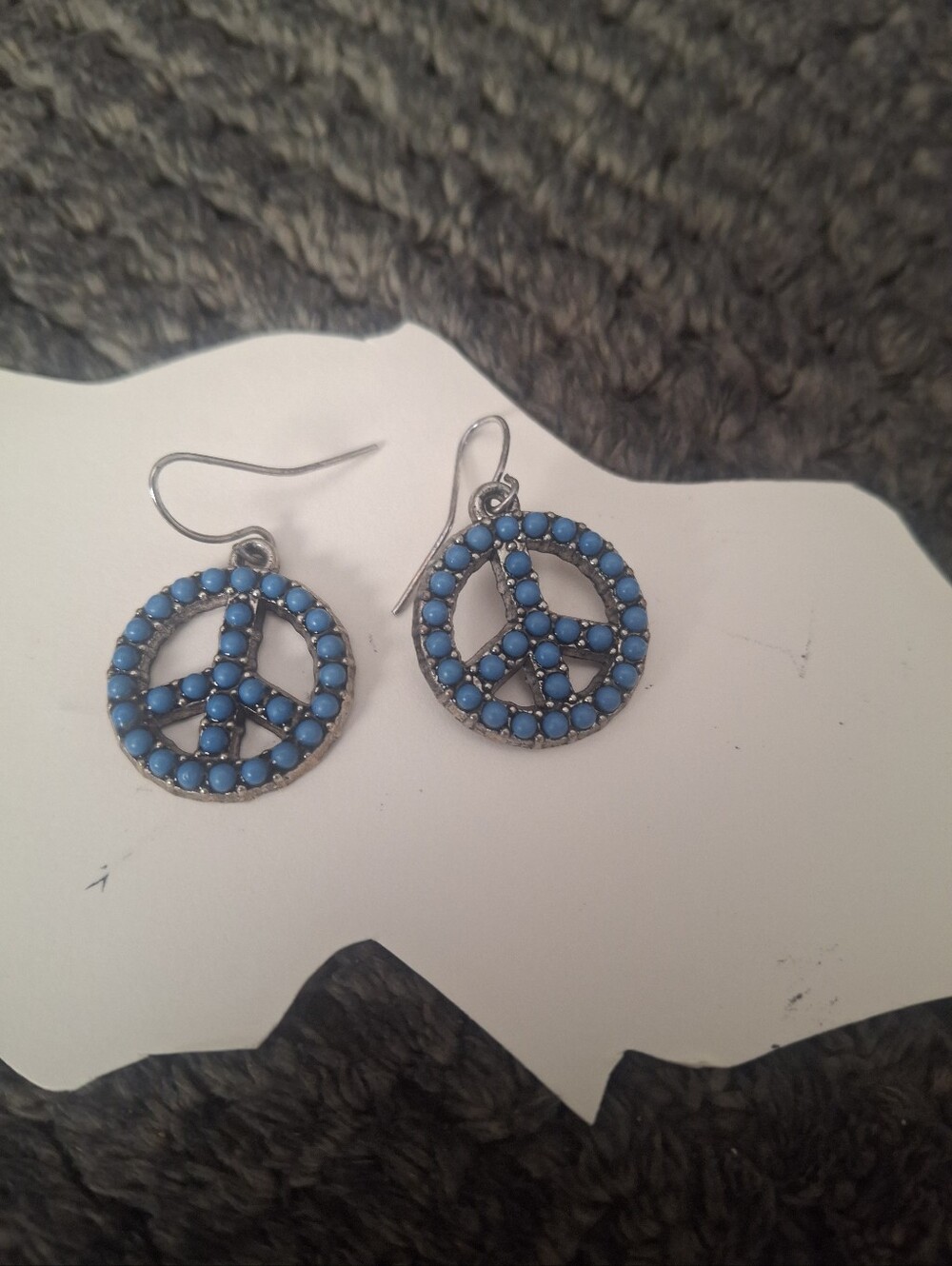 Blue Peace Sign Drop Earrings - Women Jewelry